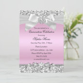 Silver Pink Glitter Jewel Bow Quinceanera Birthday Kaart (Staand voorkant)