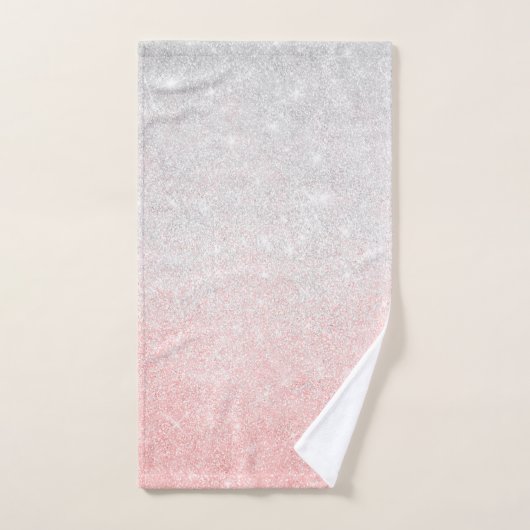 Silver & Pink Glitter Ombre Luxury Design Bad Handdoek (Handdoek)