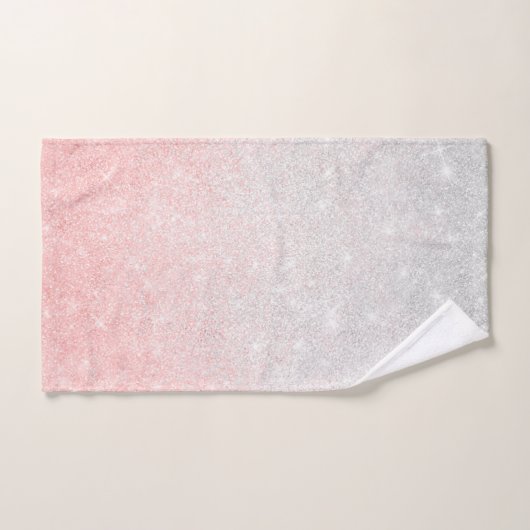 Silver & Pink Glitter Ombre Luxury Design Bad Handdoek (Handdoek)