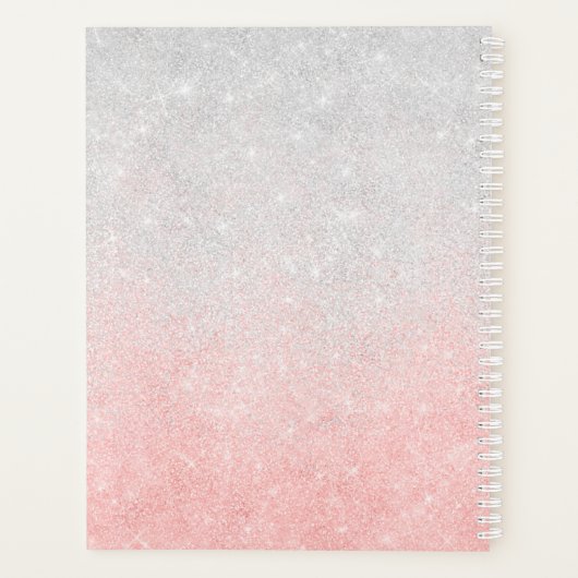 Silver & Pink Glitter Ombre Luxury Design Planner (Achterkant)