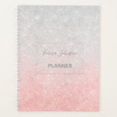 Silver & Pink Glitter Ombre Luxury Design Planner (Voorkant)