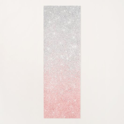 Silver & Pink Glitter Ombre Luxury Design Yogamat (Voorkant)