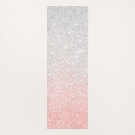 Silver & Pink Glitter Ombre Luxury Design Yogamat (Achterkant)