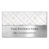 Silver Pink Glitzy Stripes Business name website Magnetisch Visitekaartje (Voorkant)