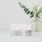 Silver Pink Glitzy Stripes Business name website Visitekaartje (Staand voorkant)