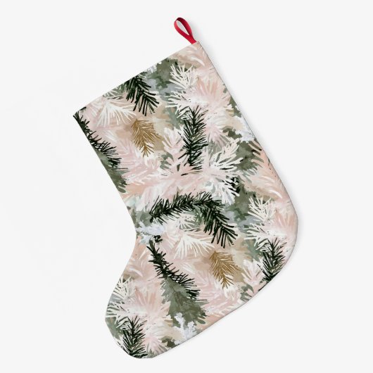 Silver Pink Green Christmas Tree Branches Grote Kerstsok (Achterkant (Hangend))