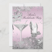 Silver Pink Masker & Jewel Lace Bachelorette Party Kaart (Voorkant)