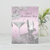 Silver Pink Masker & Jewel Lace Bachelorette Party Kaart (Staand voorkant)