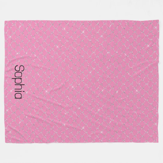 Silver Pink Mermaid Name Fleece Deken (Voorkant (Horizontaal))