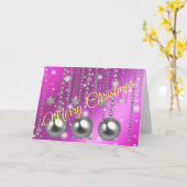 Silver Pink Merry kerst Kaart (Gele Bloem)