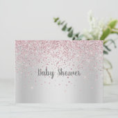  SILVER PINK MODERN BABY SHOWER CRYSTAL KAART (Staand voorkant)