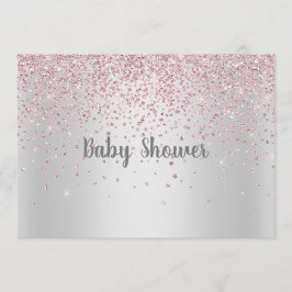 SILVER PINK MODERN BABY SHOWER CRYSTAL KAART