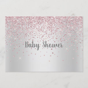  SILVER PINK MODERN BABY SHOWER CRYSTAL KAART