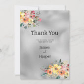 Silver pink orange mint floral theme Thank You Kaart (Voorkant)