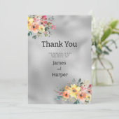 Silver pink orange mint floral theme Thank You Kaart (Staand voorkant)