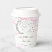 Silver Pink Over the Moon Girl Baby shower Papieren Bekers (Voorkant)