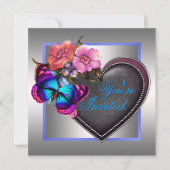 Silver Pink Paarse Vlinderfeest Kaart (Voorkant)