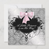 Silver Pink Princess Baby shower Kaart (Voorkant)