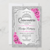 Silver Pink Quinceanera Kaart (Voorkant)