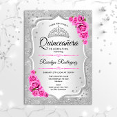 Silver Pink Quinceanera Kaart