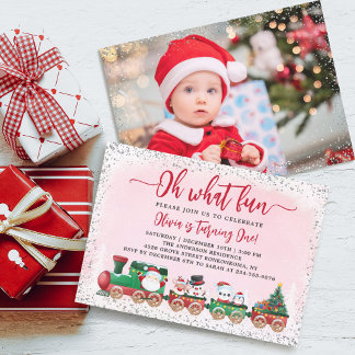 Silver Pink Santa Claus Kerstmis Foto Kaart
