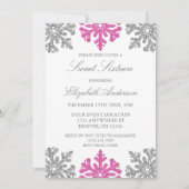 Silver Pink Snowflake Winter Sweet 16 Kaart (Voorkant)