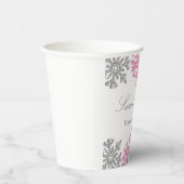 Silver Pink Snowflake Winter Sweet 16 Papieren Bekers (Rechts)