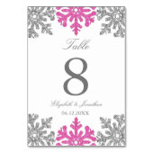Silver Pink Snowflake Winter Wedding Kaart (Voorkant)
