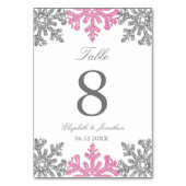 Silver Pink Snowflake Winter Wedding Kaart (Voorkant)