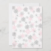 Silver Pink Snowflakes Winter Onederland Birthday Kaart (Achterkant)