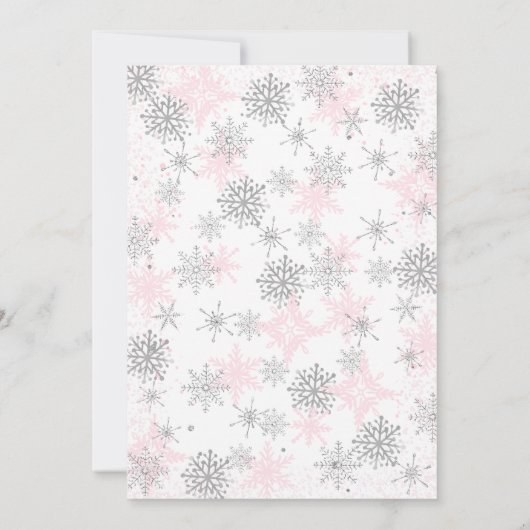 Silver Pink Snowflakes Winter Onederland Birthday Kaart (Achterkant)