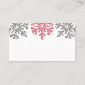 Silver Pink Snowflakes Winter Weddenschap Plaatskaartje (Achterkant)