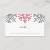 Silver Pink Snowflakes Winter Weddenschap Plaatskaartje (Voorkant)
