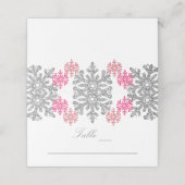 Silver Pink Snowflakes Winter Weddenschap Plaatskaartje (Buitenkant ongevouwen)