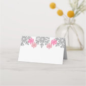 Silver Pink Snowflakes Winter Weddenschap Plaatskaartje (Achterkant)