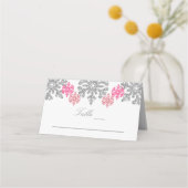 Silver Pink Snowflakes Winter Weddenschap Plaatskaartje (Voorkant)
