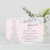 Silver Pink Sparkle Diamond Dress Vrijgezellenfees Kaart (Staand voorkant)