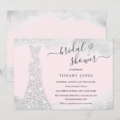 Silver Pink Sparkle Diamond Dress Vrijgezellenfees Kaart (Voorkant / Achterkant)