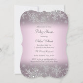 Silver Pink Sparkle Snowflake Baby shower nodigt u Kaart (Achterkant)