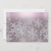 Silver Pink Sparkle Snowflake Foto Sweet 16 Kaart (Achterkant)