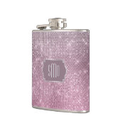 Silver Pink Star Sparkle Monogram Heupfles (Links)