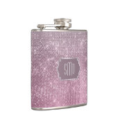 Silver Pink Star Sparkle Monogram Heupfles (Rechts)