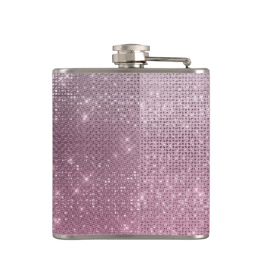 Silver Pink Star Sparkle Monogram Heupfles (Achterkant)