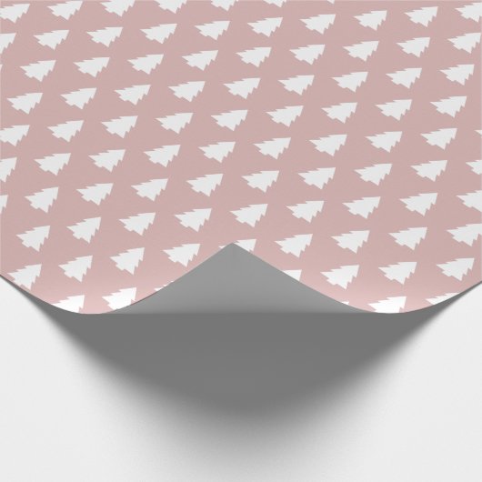 Silver Pink White-kerstboompatroon Cadeaupapier (Hoek)