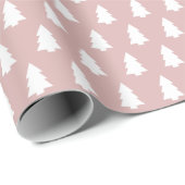 Silver Pink White-kerstboompatroon Cadeaupapier (Rol Hoek)