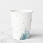 Silver & Pink Winter Onderland 1e verjaardag Papieren Bekers (Voorkant)