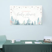 Silver & Pink Winter Wonderland Baby shower Banner (Beurs)