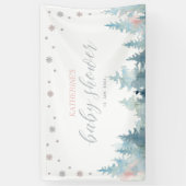 Silver & Pink Winter Wonderland Baby shower Banner (Verticaal)