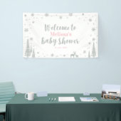 Silver Pink Winter Wonderland Baby shower Welkom Spandoek (Beurs)