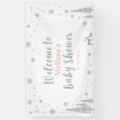 Silver Pink Winter Wonderland Baby shower Welkom Spandoek (Verticaal)